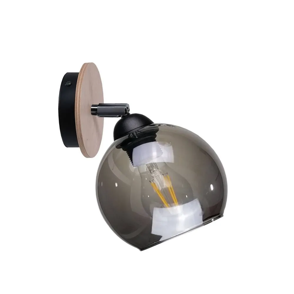Netlighting Yuno Dome Wall Lamp Wood Black 15cm 1x E27