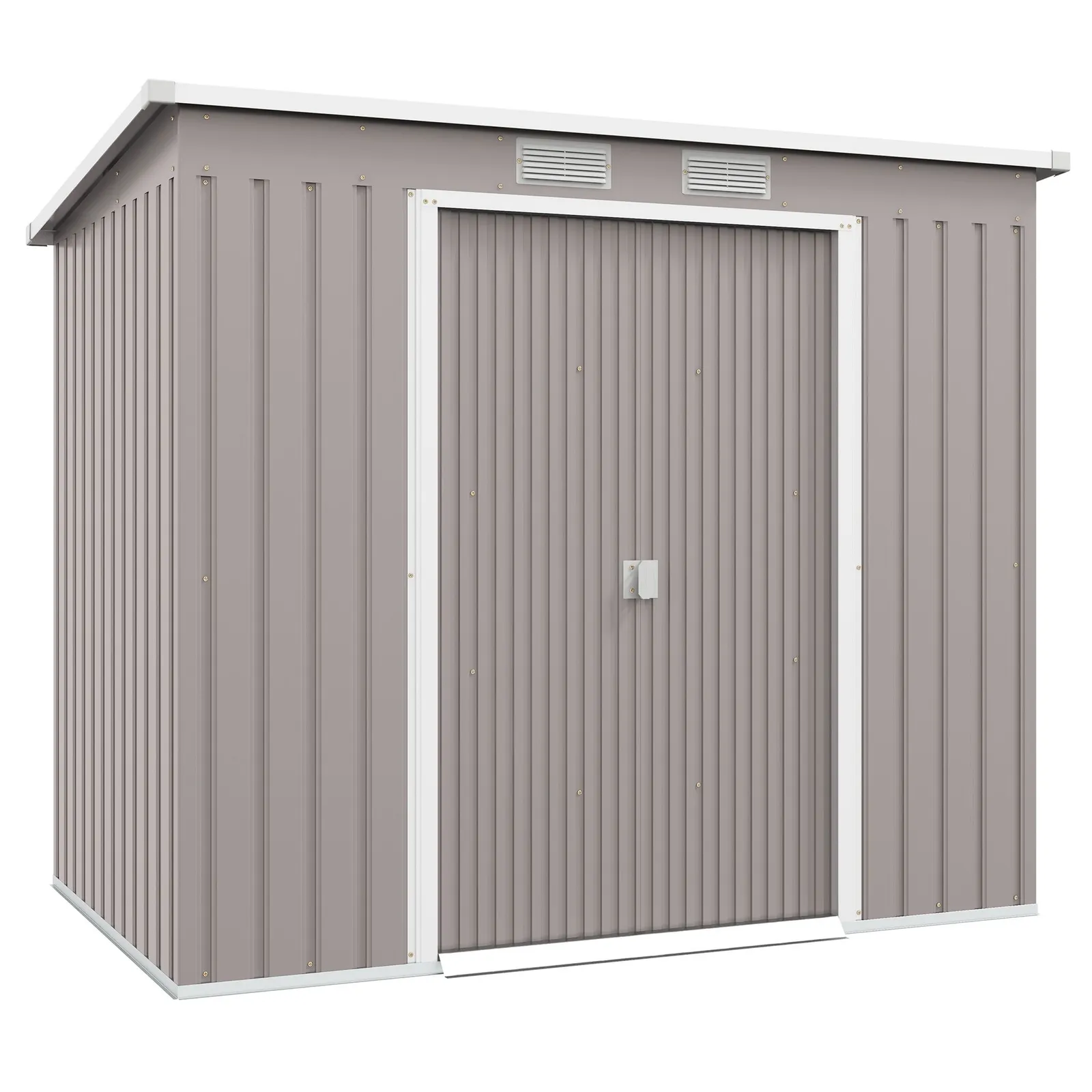 OUTSUNNY 7 x 4ft Metal Garden Storage Shed w/ Double Door Green in Grey 2