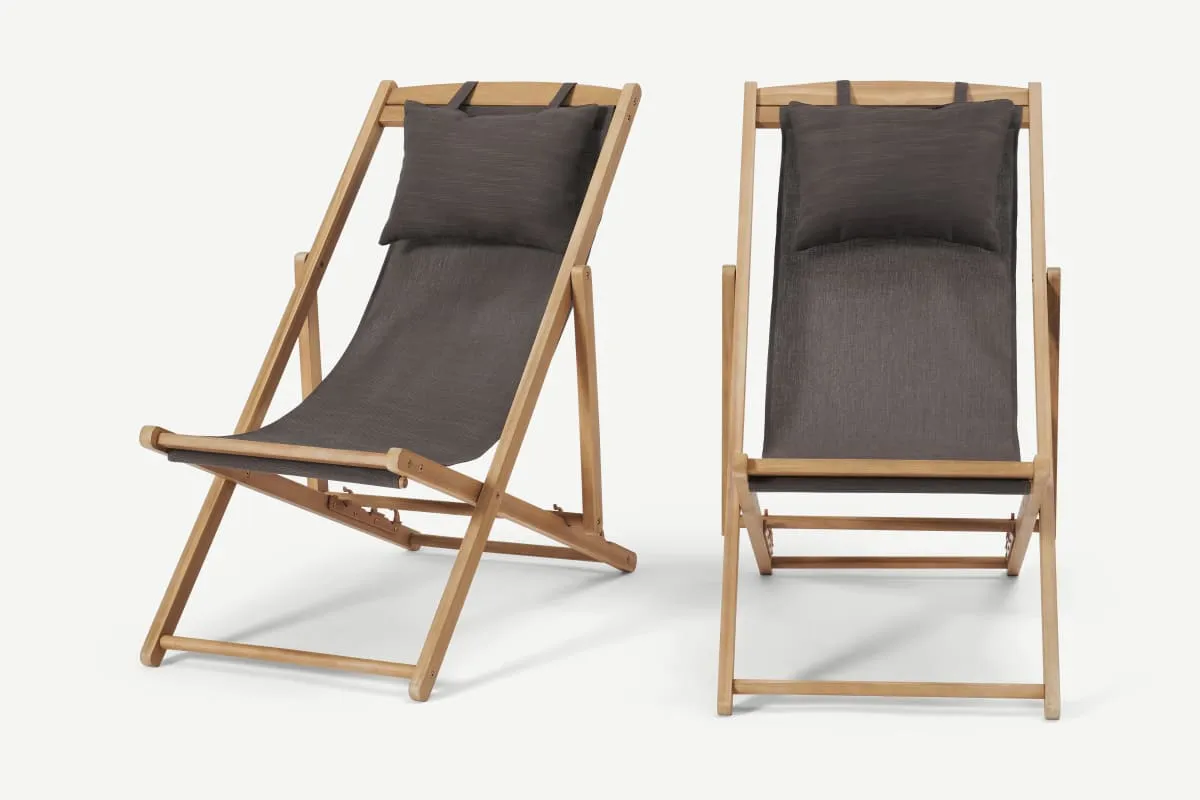 Botany Set of 2 Classic Beach Chairs, Taupe