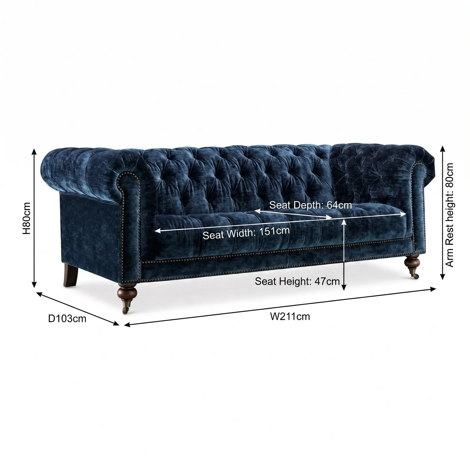 Henley 3-Seater, Blue Fabric | Barker & Stonehouse 6