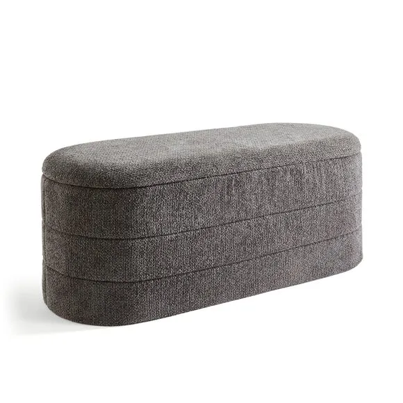 Chenille Lozenge Ottoman with Tray 4