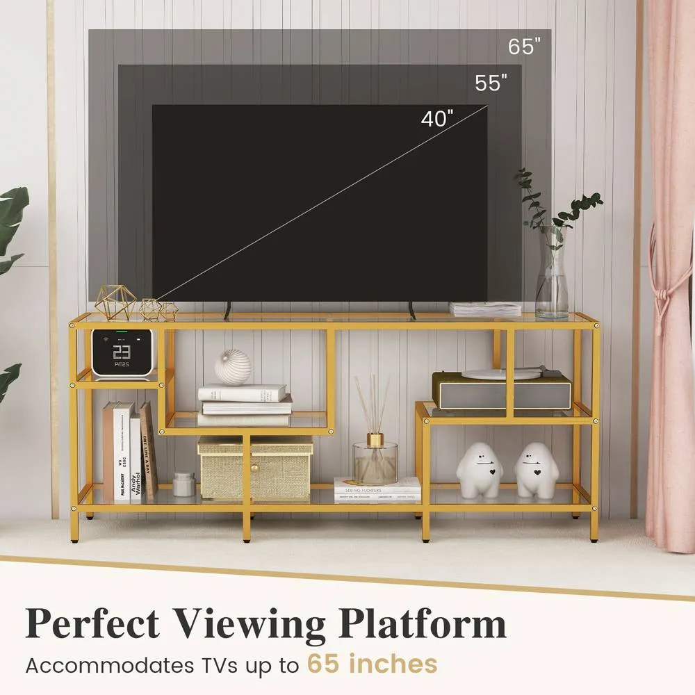Costway TV Stand for TVs up to 65" 147cm TV Console Table in Gold 6