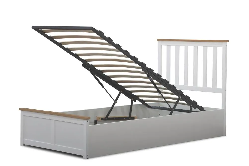 Comfy Living Ltd Wooden Ottoman Gas Lift Storage Bedframe in White 4