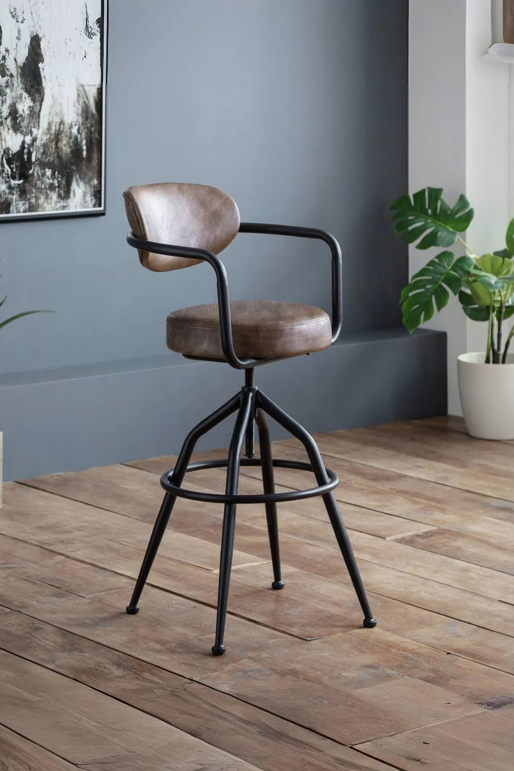 Julian Bowen Barbican Upholstered Bar Stool in Brown