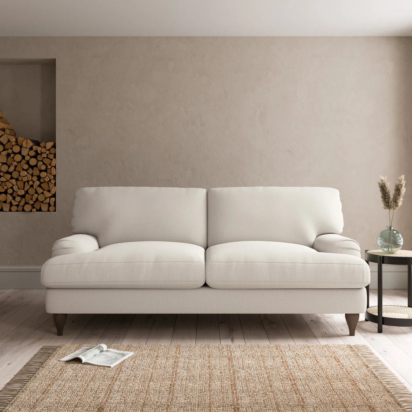 Darwin Slub Cotton Blend 3 Seater Sofa Brown