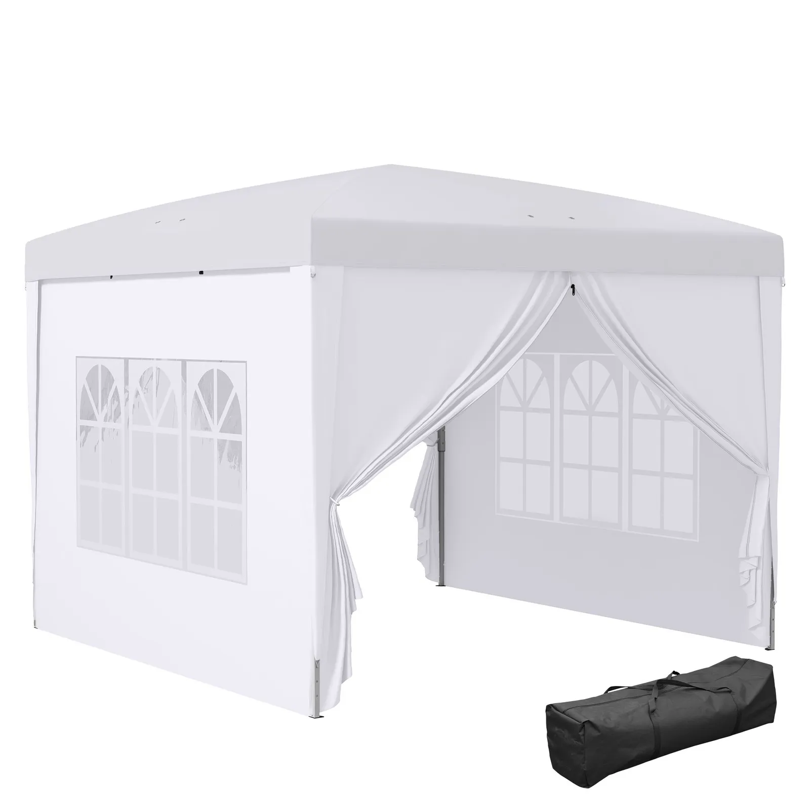 OUTSUNNY 3mx3m Pop Up Gazebo Party Tent Canopy Marquee with Storage Bag in White 2