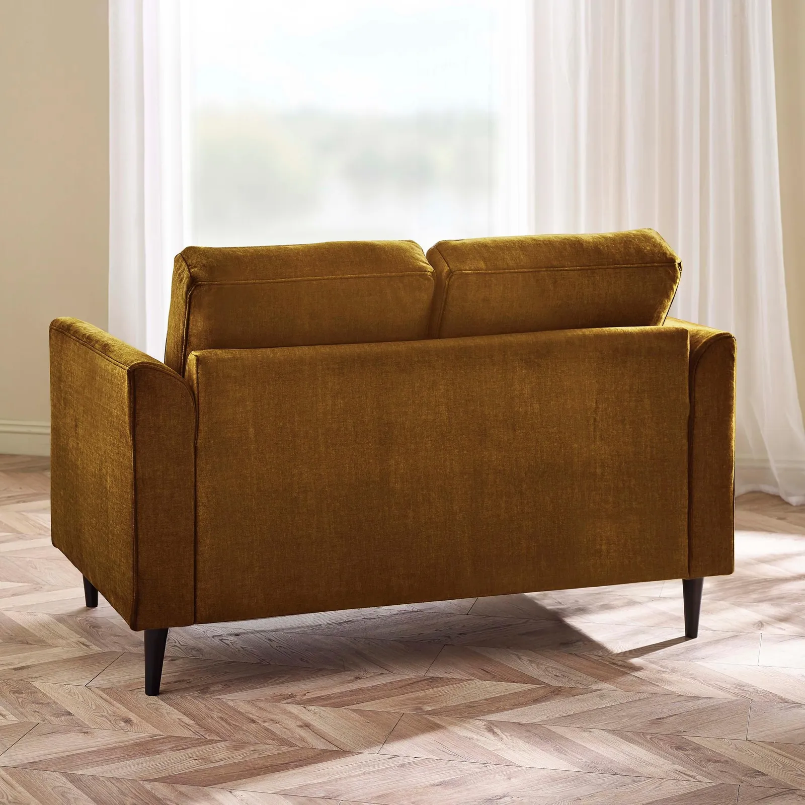 FurnitureboxUK Logan Fabric 2 Seater Sofa in Orange 3