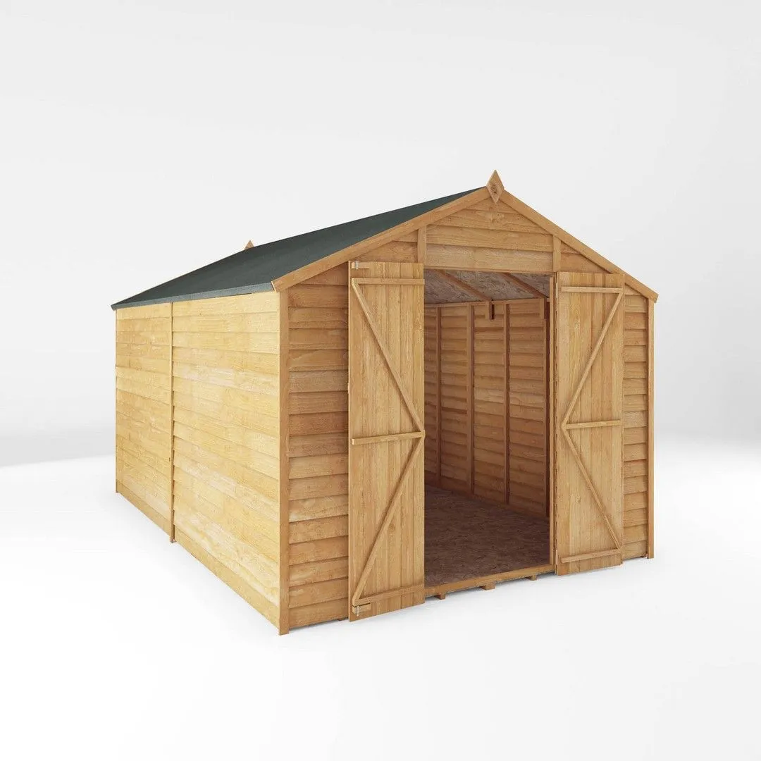 Mercia 12 x 8 Feet Overlap Apex Windowless Shed - L357 x W248.4 x H211.8 cm in Brown 2