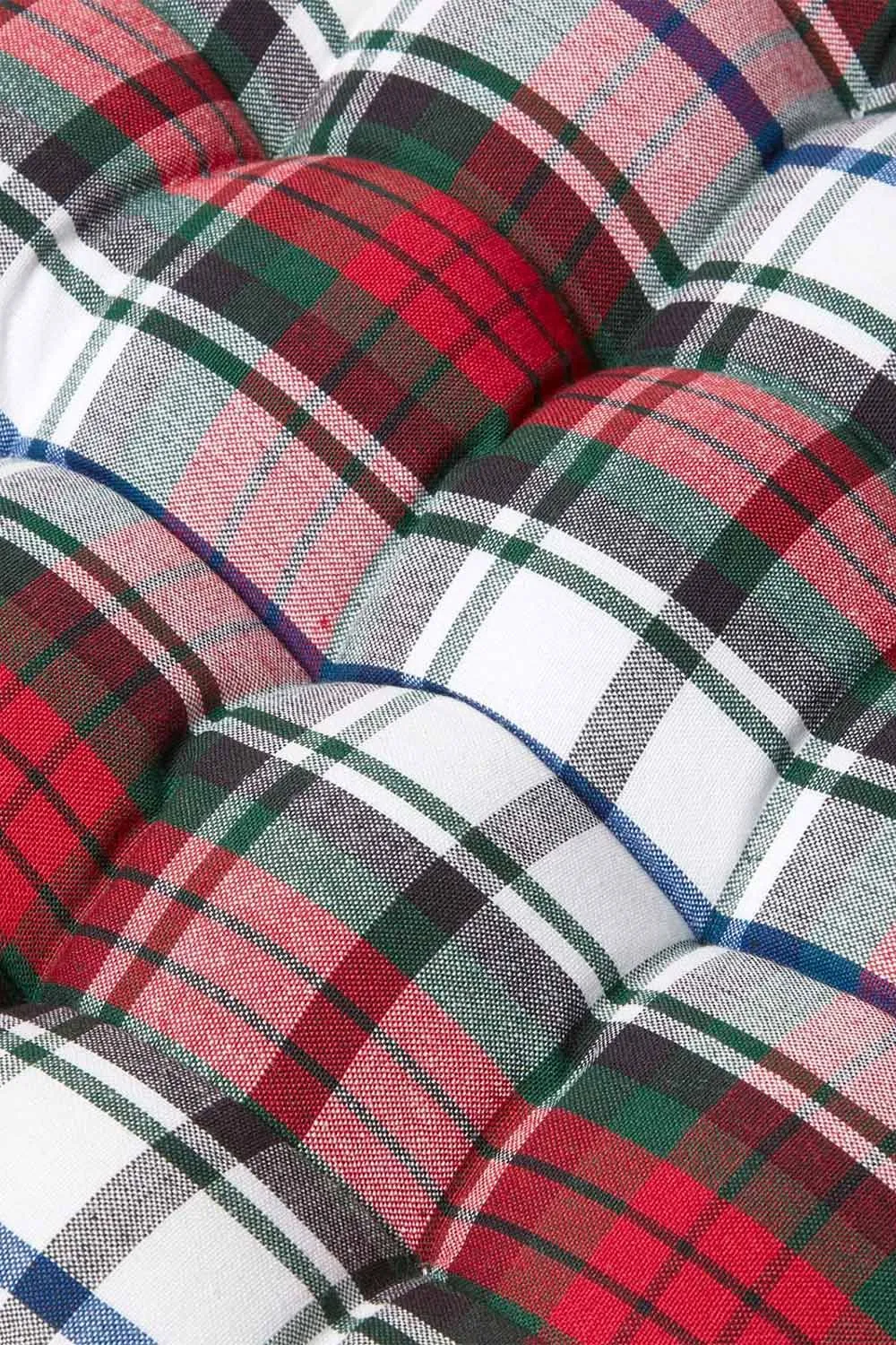 Homescapes Garden Bench Cushion Luxury 2 Seater Cotton Red Tartan Indoor Outdoor Pad 4