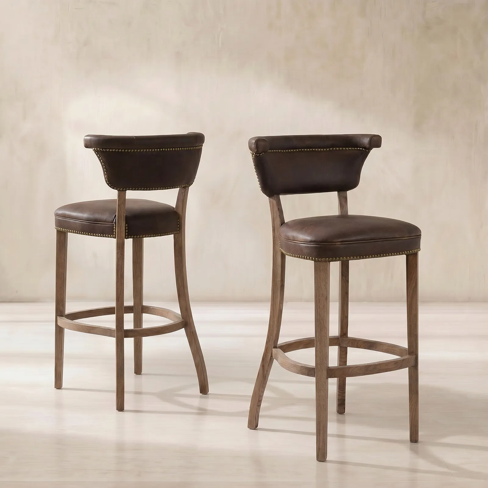 Timothy Oulton Angeles Barstool, Brown Leather | Barker & Stonehouse