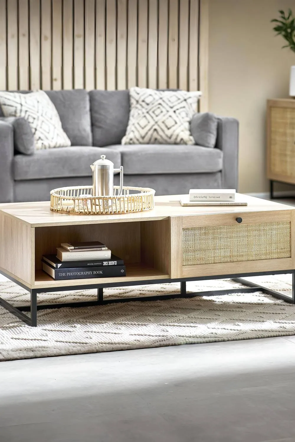 Julian Bowen Padstow Rattan Coffee Table in Light Oak