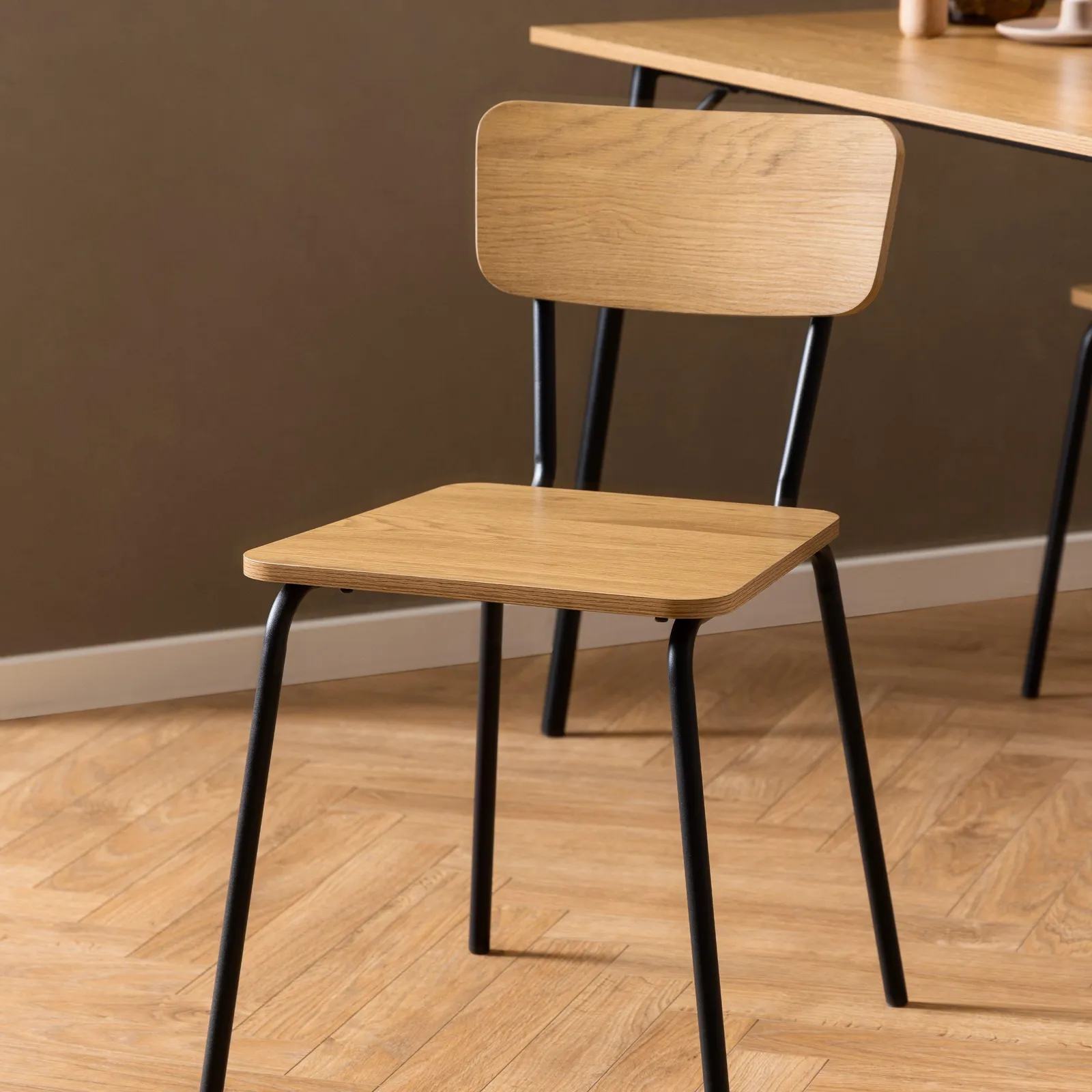 Furniture To Go Peru Dining Chair in Steel & Oak Set of 2 in Light Oak 5