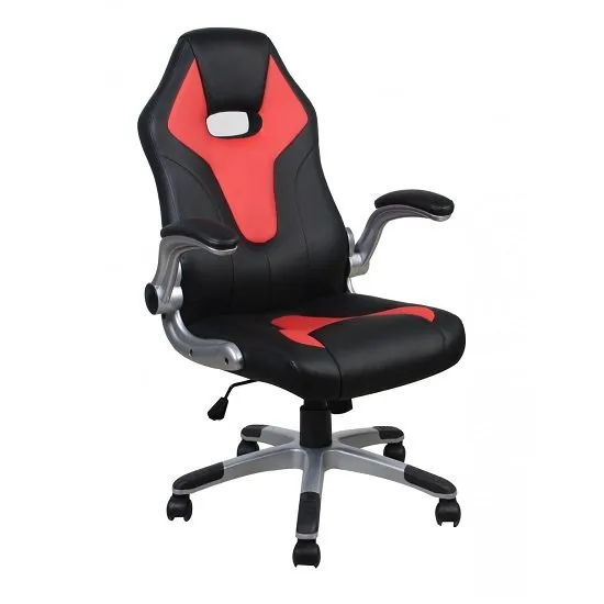 Ferry Stylish Faux Leather Office Chair In Red And Black