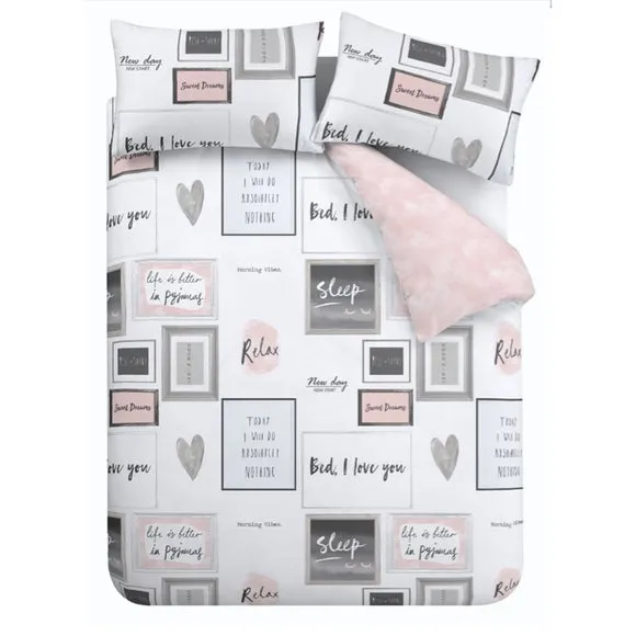 Catherine Lansfield Blush Sleep Dreams Duvet Cover and Pillowcase Set 5