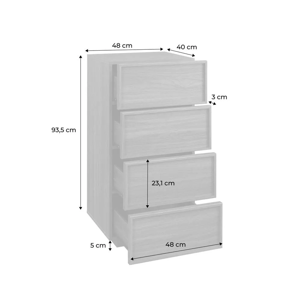 sweeek Tallboy chest of 4 drawers W 48 cm wood effect in Dark Brown 5