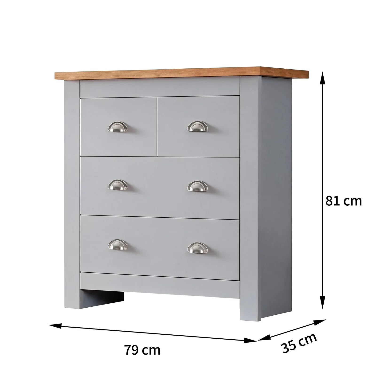 Comfy Living Ltd Wooden Shaker Style 4 Drawer Chest in Grey 6
