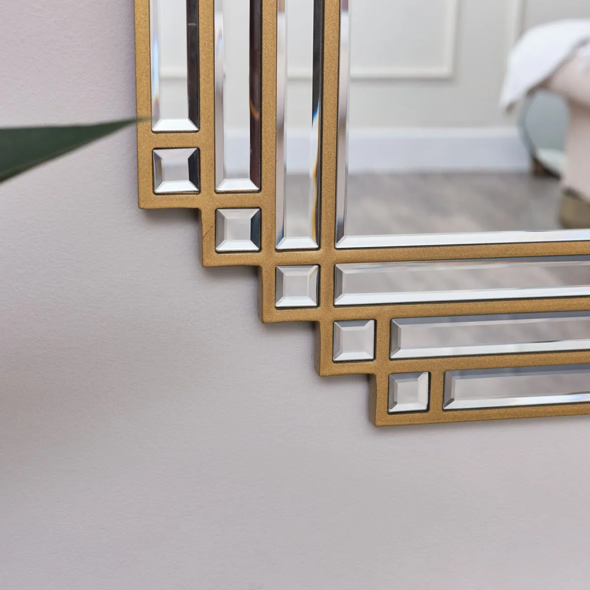 Melody Maison Square Gold Art Deco Fan Wall Mirror 55cm X 55cm 6