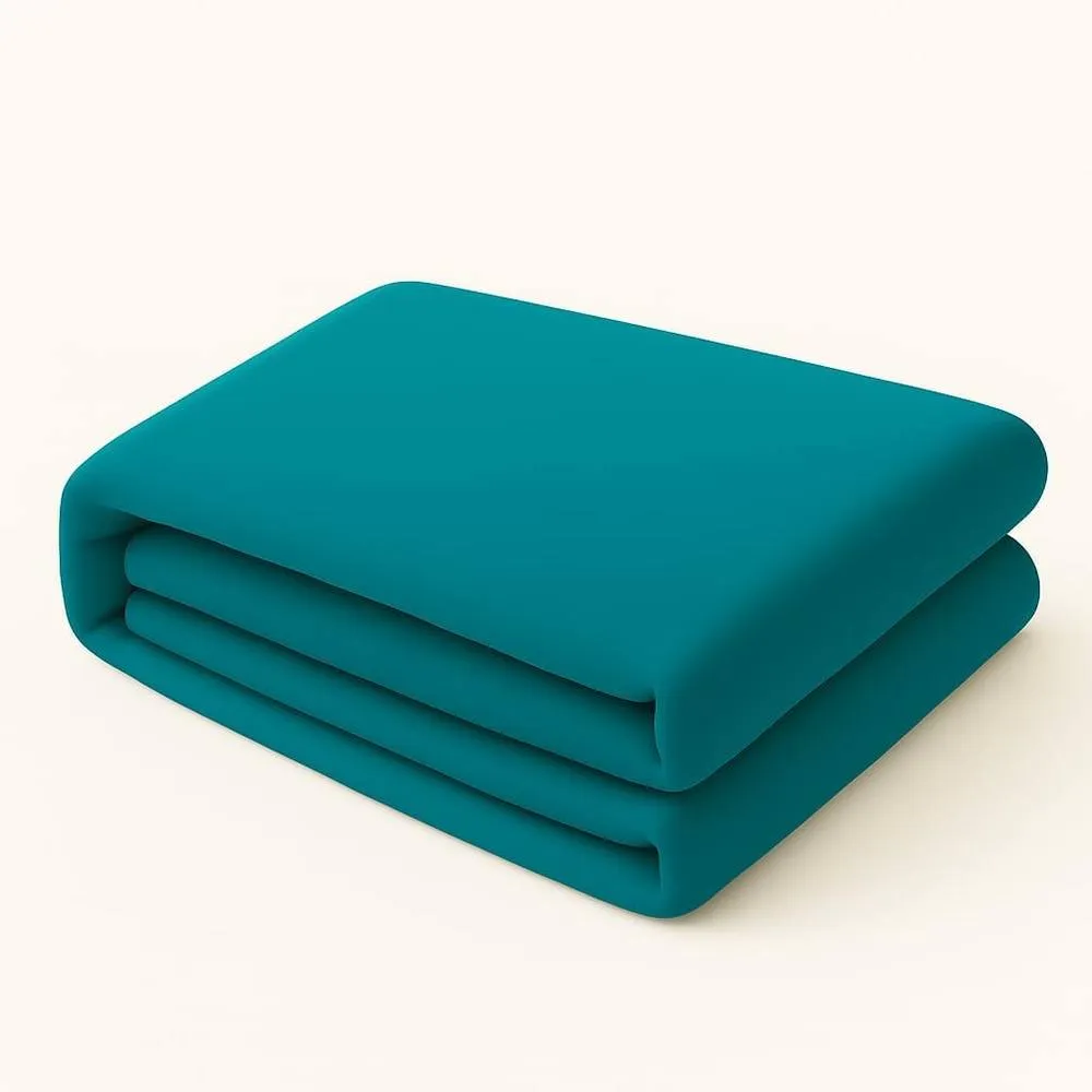 Homes-Linen Plain Dyed Flat Sheet Polycotton Blend Easy Care Bed Linen in Teal