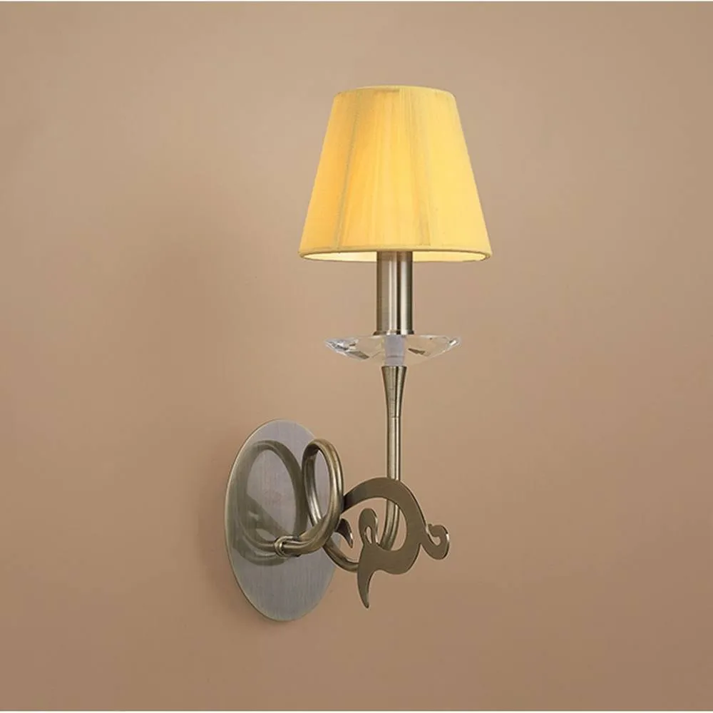 Netlighting Acanto Wall Lamp Switched E14 Brass Amber Cream Shade in Yellow 2