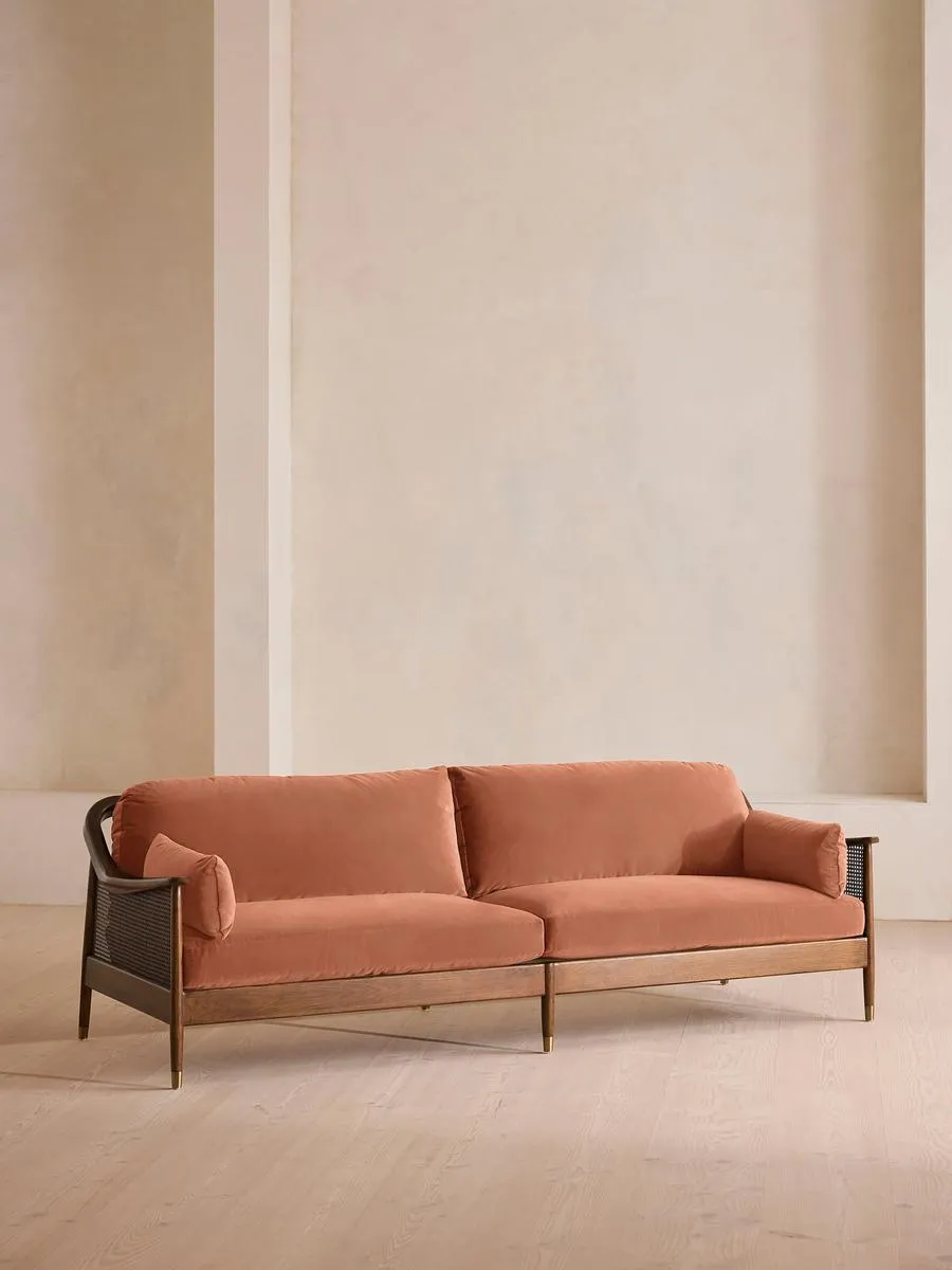 Atlanta Four Seater Sofa, Velvet, Antique Rose