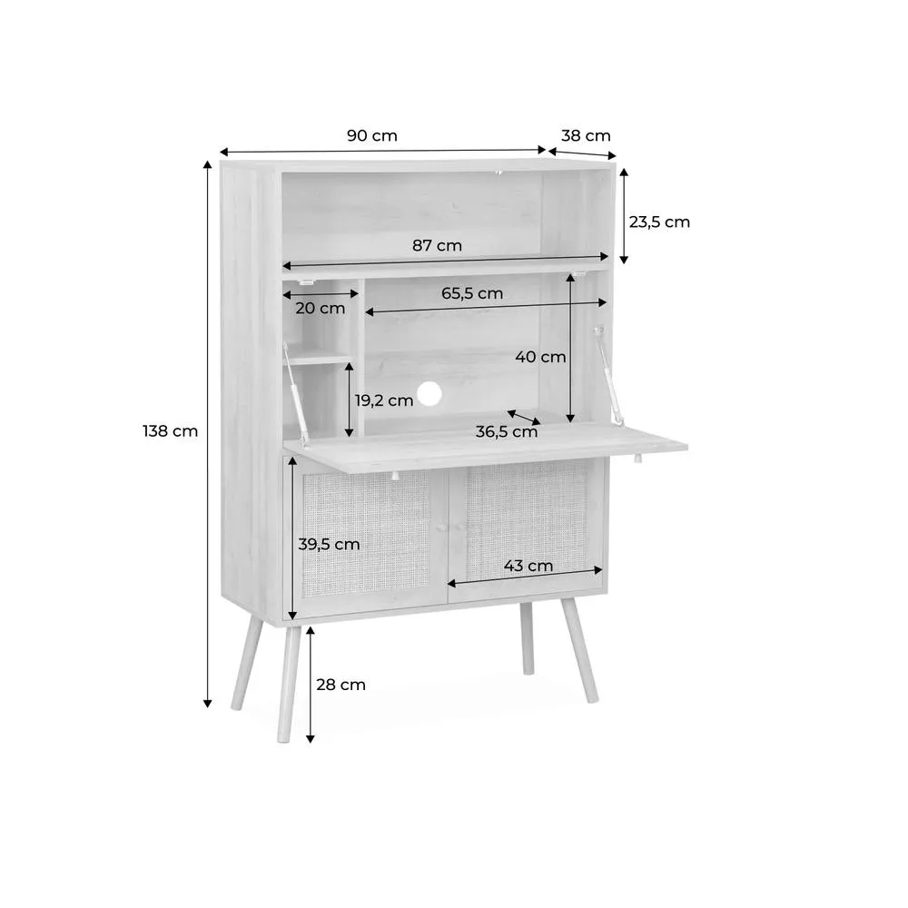 sweeek Writing Desk With Shelves With 2 Doors in Light Brown 5