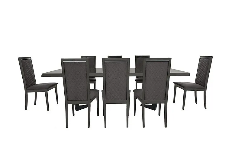 Palazzo 160cm Extending Dining Table in Silver Birch with 8 Rombi Chairs - Aquos Dark Grey - In Time for Christmas