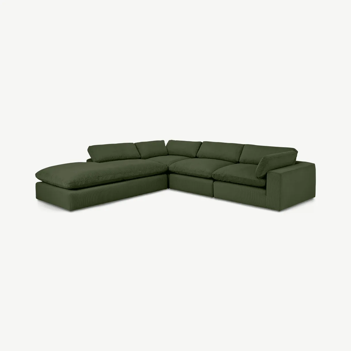 Samona Left Hand Facing Full Corner Sofa, Sage Corduroy Velvet