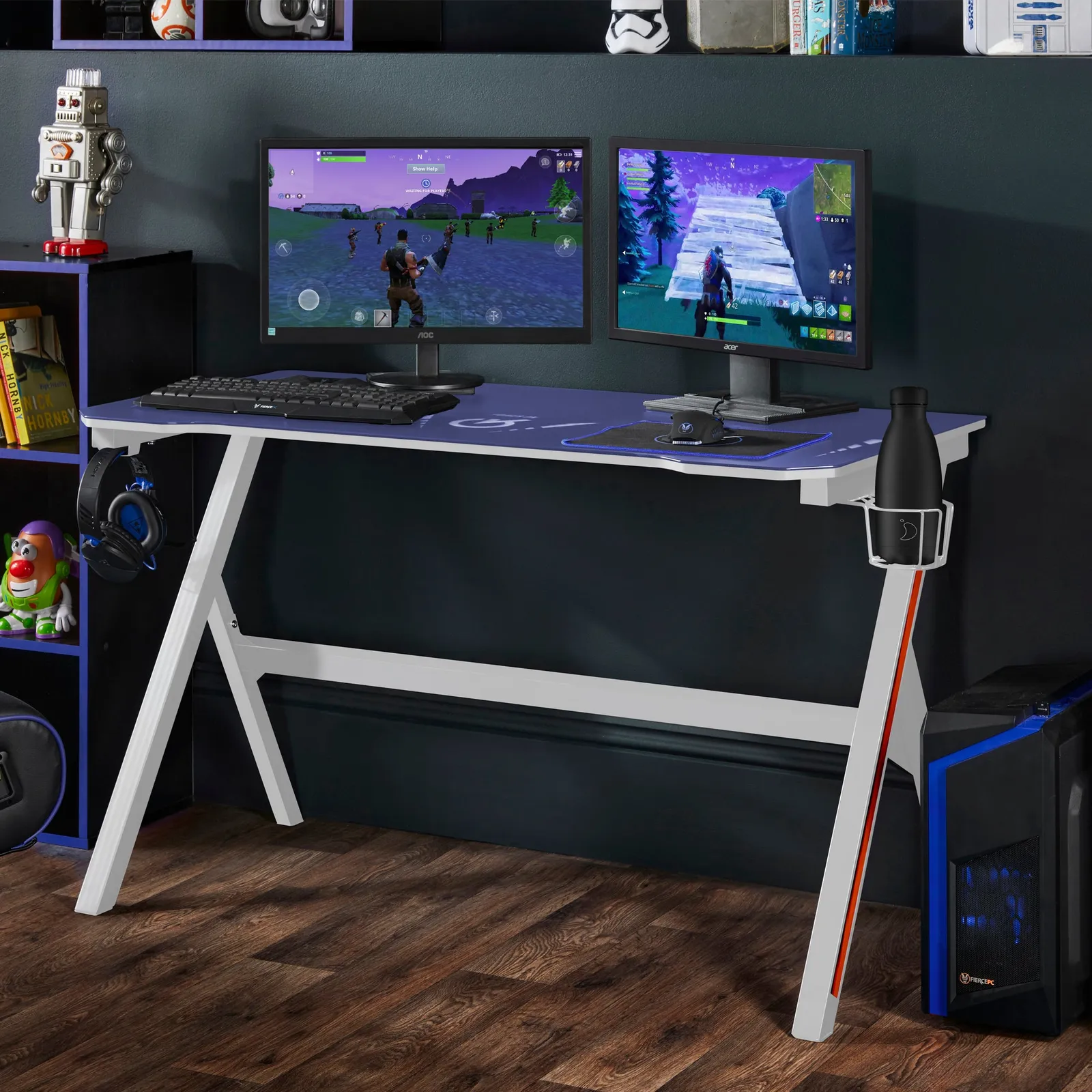 Velar LED White Gaming Desk White
