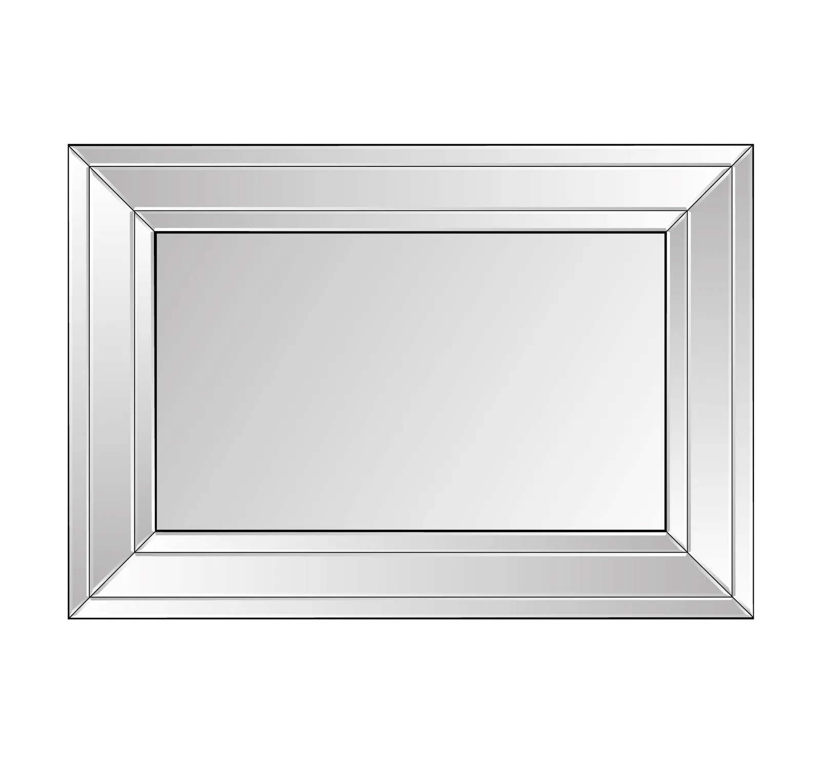 MirrorOutlet Langley All Glass Modern Bevelled Wall Mirror 100 x 70 CM in Silver 3