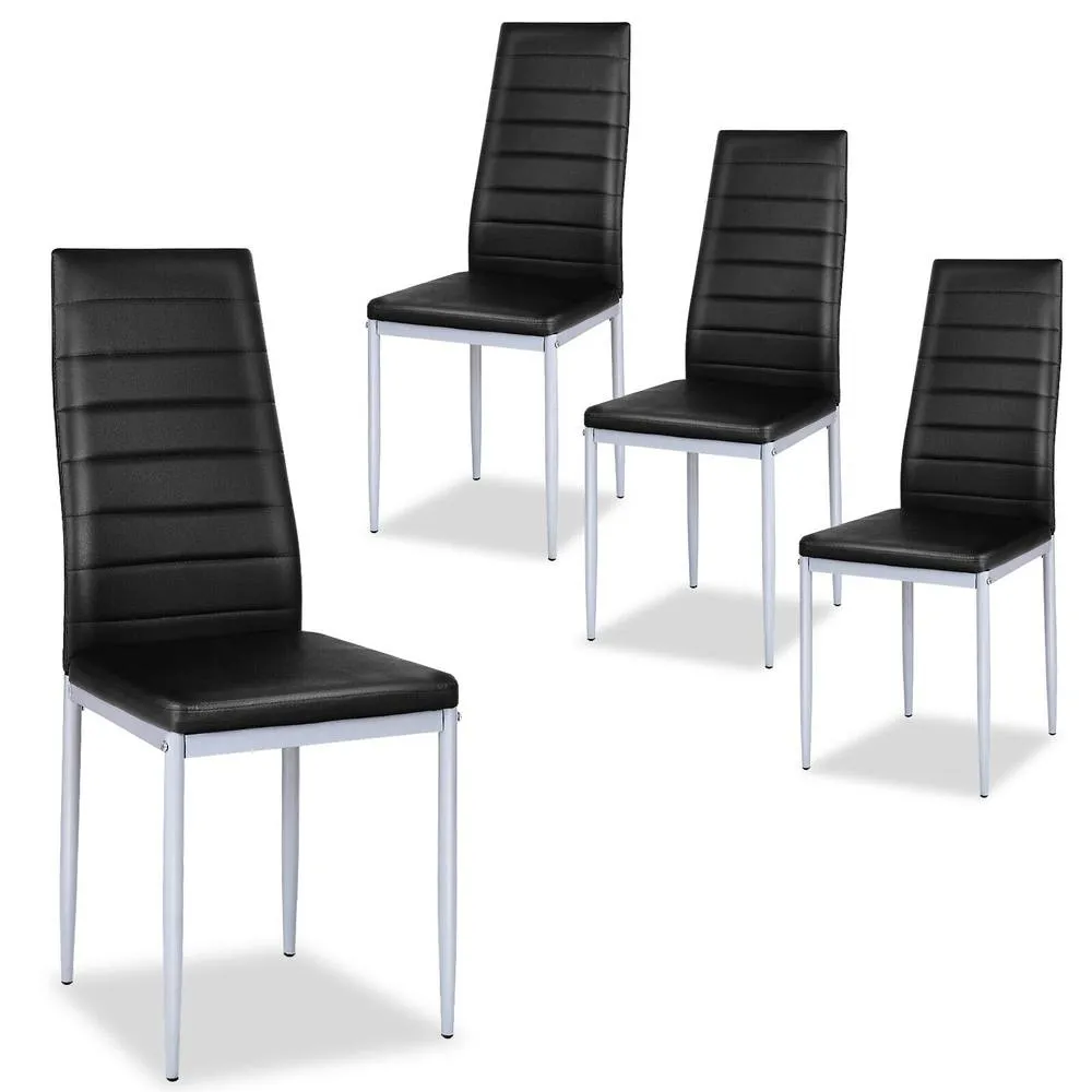 Costway Set of 4 Dining Chairs Padded Seat High Back Armless Side Chairs in Black