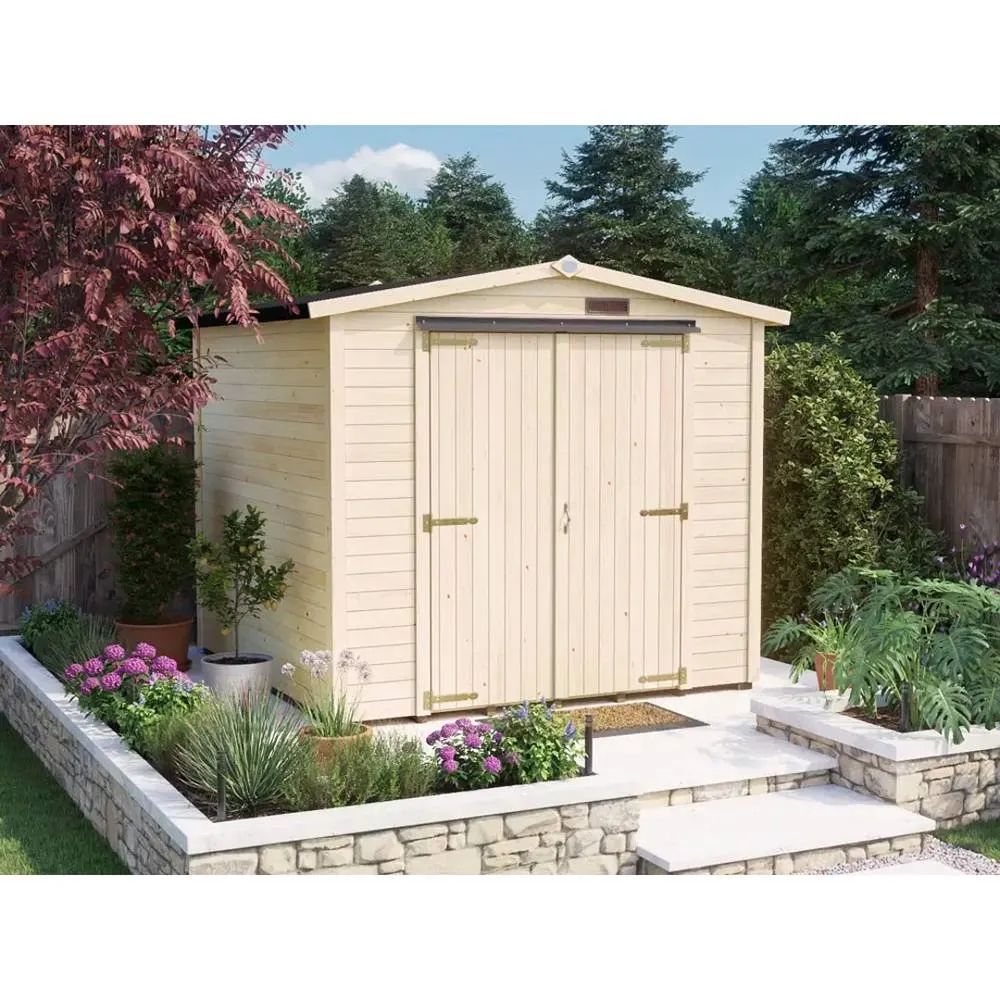 Dunster House Tubby Log Cabin Work Shed 8x8 ft (2.4x2.4m) with Superfelt Roof in Natural 2