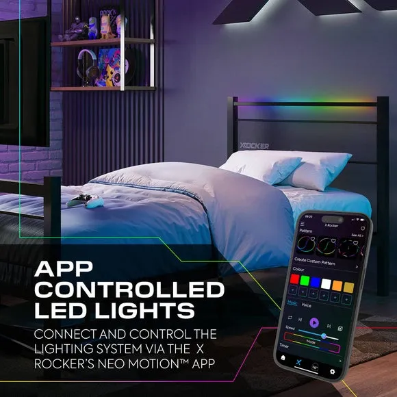 X Rocker Basecamp RGB LED Bed with TV Mount 6