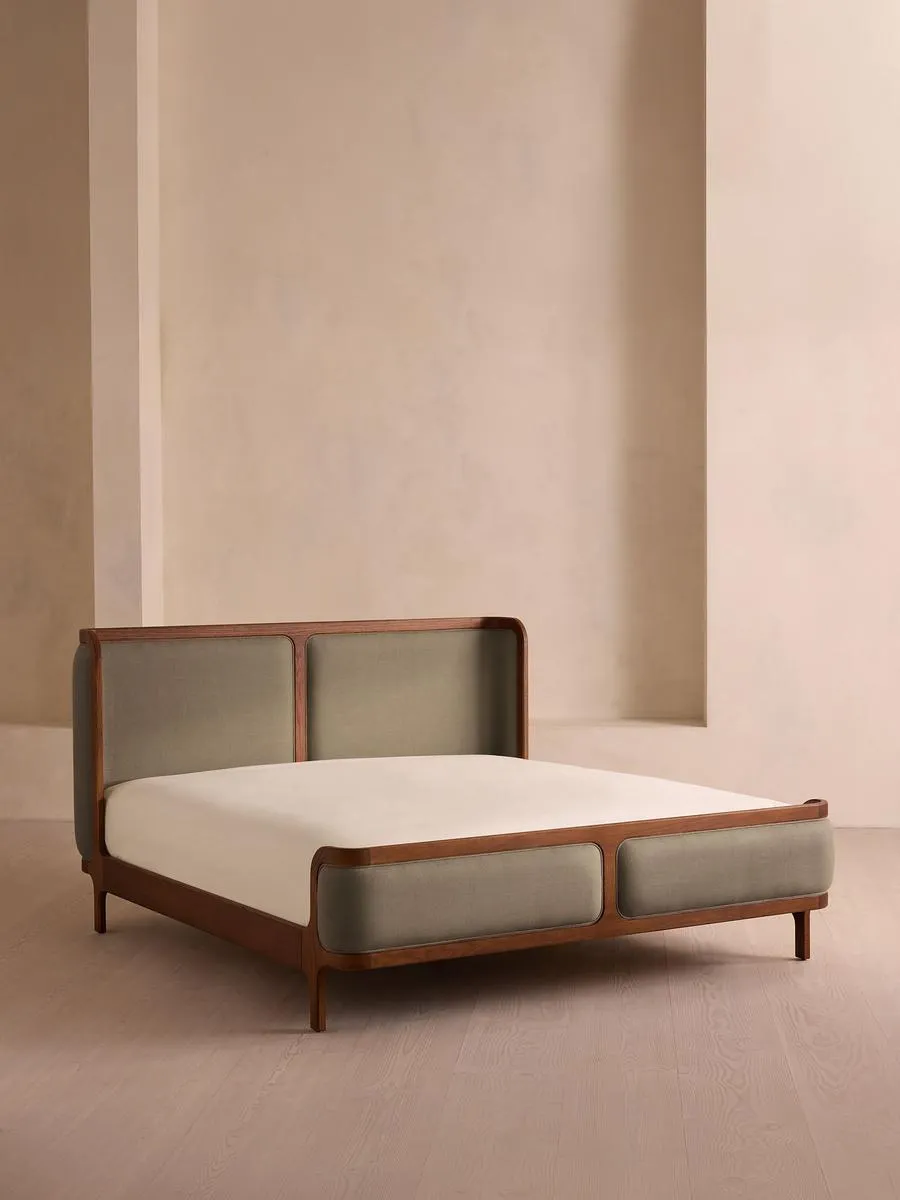 Belsa Bed, Emperor, Linen, Mushroom