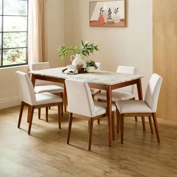 Thea Rectangle Dining Table, Marble and Mango Wood 1