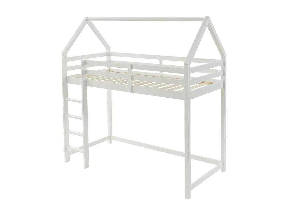Vente-unique Cabin High Sleeper Bed 90 X 190 Cm - Solid Pine - White - TARZIA 5