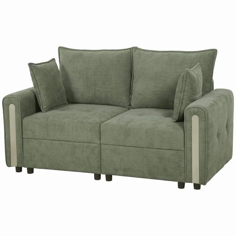 HOMCOM 2 Seater Sofa with Lift-Up Storage, 168 cm Velvet Couch, Dark Green
