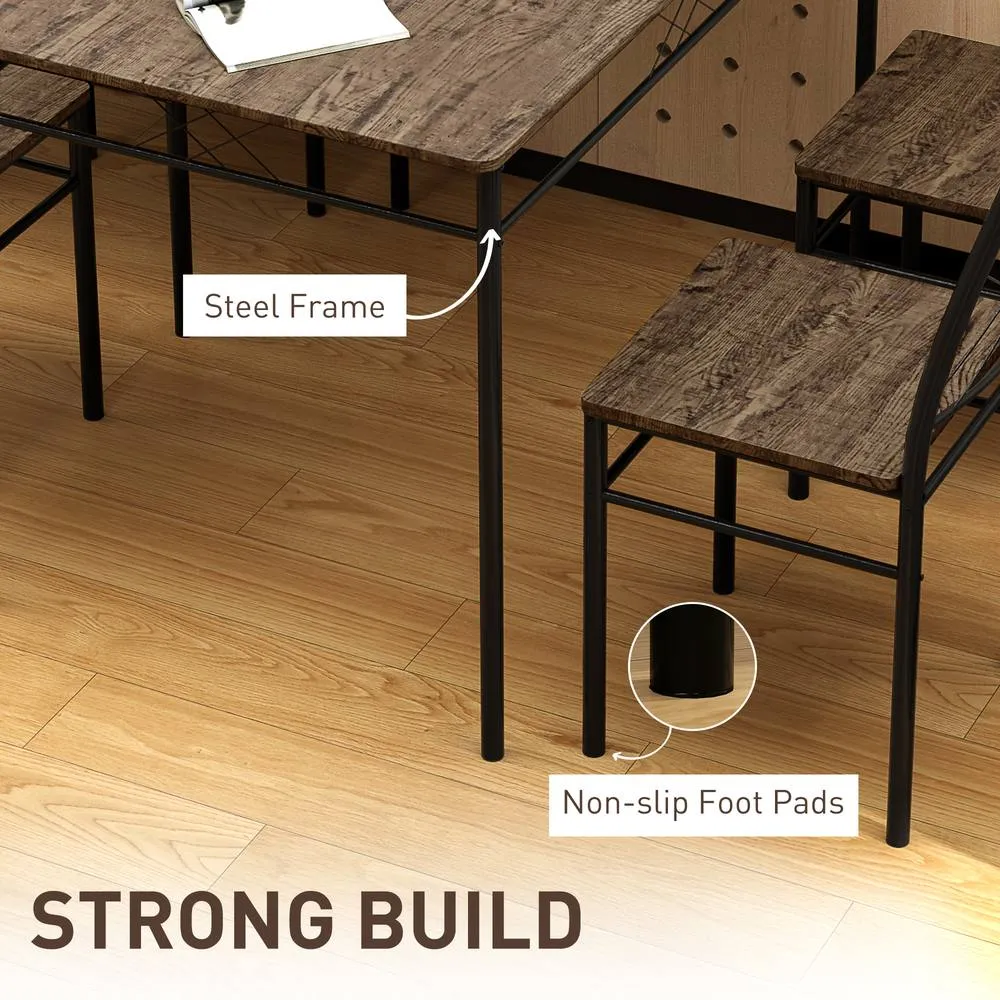 HOMCOM 5 Piece Dining Table & Chairs Set, Space Saving, Oak in Light Oak 6
