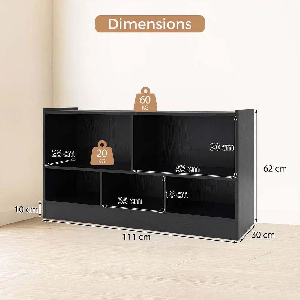 Costway 2-Tier Bookcase 5 Cubes Storage Cube Bookshelf Wooden Display Shelf in Black 2