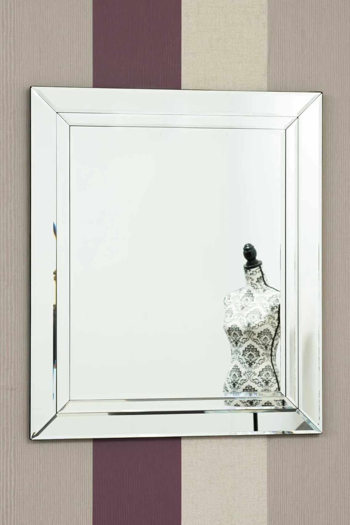 MirrorOutlet Cranbury All Glass Mirror 68 x 58 CM in Silver