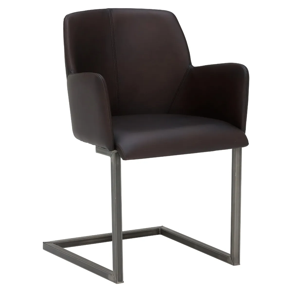 Channing Leather Dining Chair - Brown - Leather - W56 x D57 x H82cm - Barker & Stonehouse