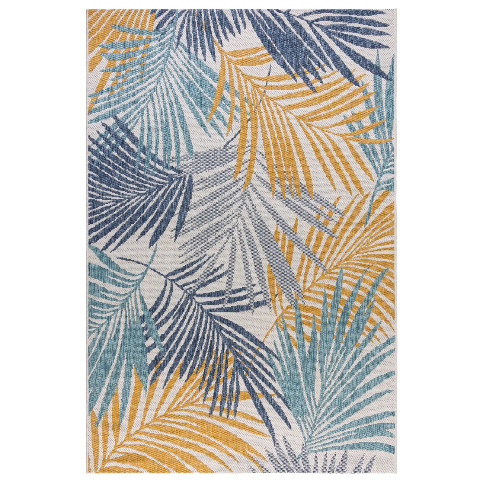 Tropical Indoor Outdoor Rug Blue, Grey and Brown