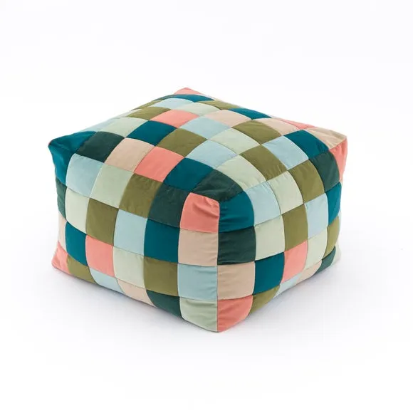 Eliza Patchwork Cube Pouffe 1