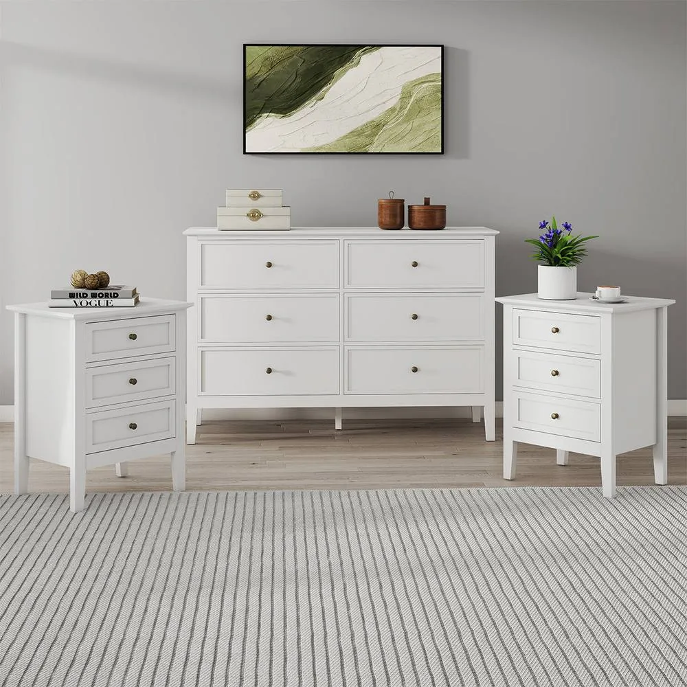 Melody Maison Chest of 6 Drawers & Pair of Bedside Tables - Rowley White Range