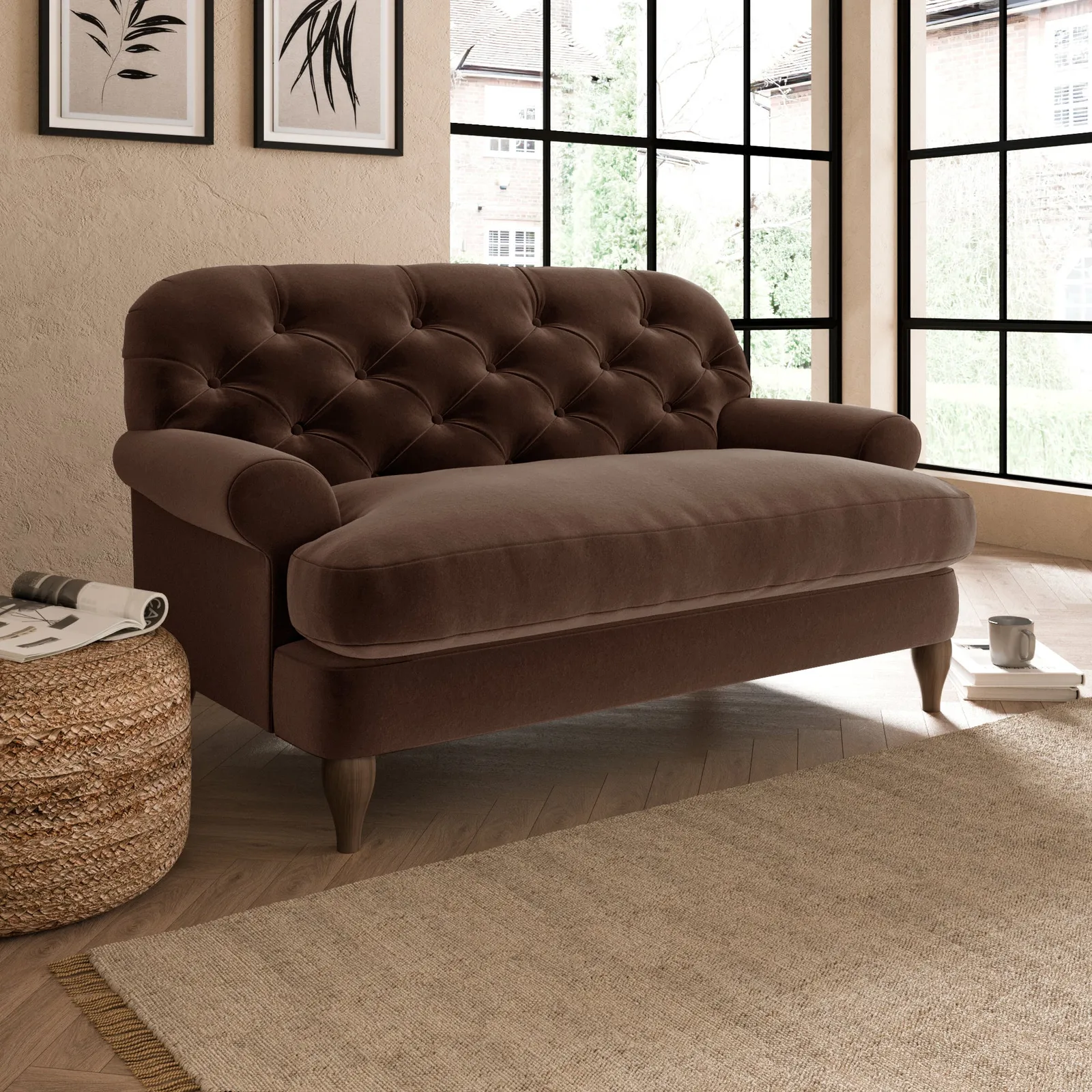 Canterbury Luxury Velvet Snuggle Chair Brown