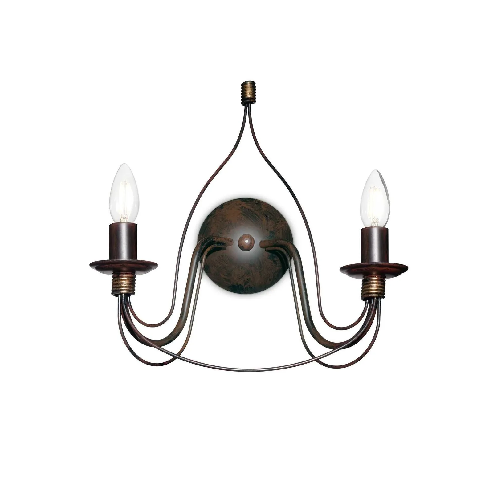 Netlighting Corte 2 Light Indoor Candle Wall Light Rust Brown E14