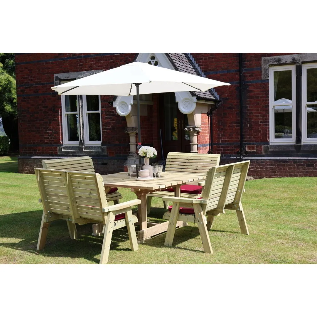Churnet Valley Garden Furniture Ltd Ergo 8 Seat Square Table - Min Assembly Required - Set of Cushions Inc in Brown 3