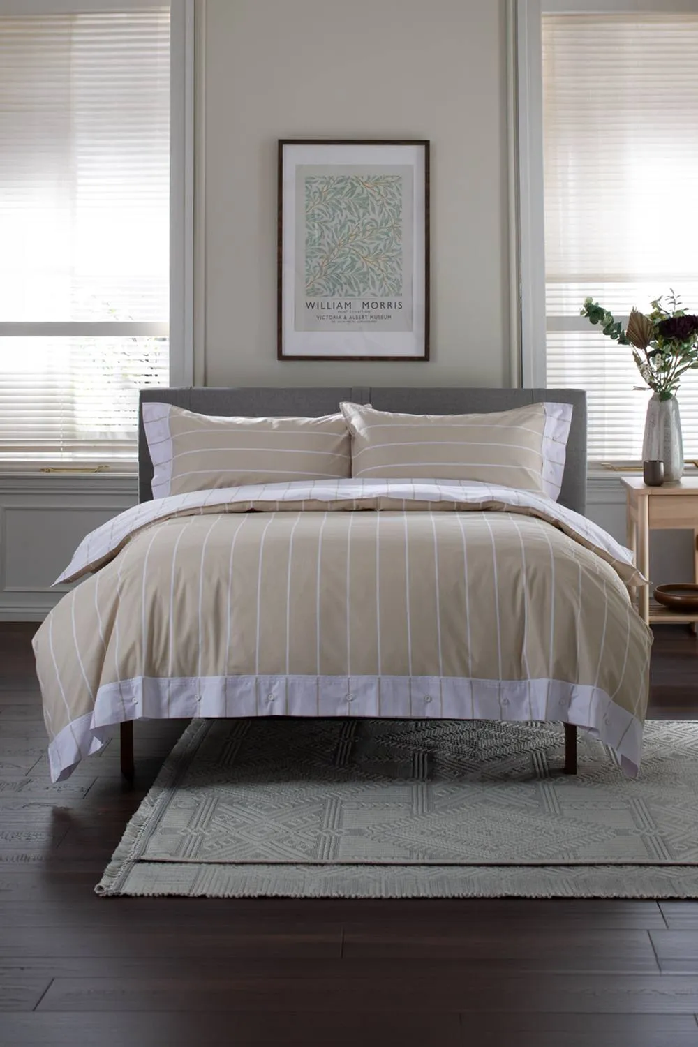 The Lyndon Company Next Level 100% Duvet Cover Set with Cuff Detailing in Beige