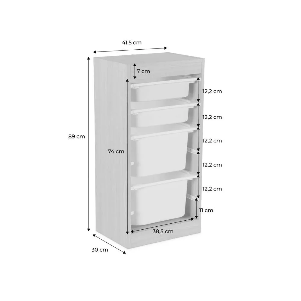 sweeek Children's storage furniture 4 storage bins (Pack of 2) in White 5