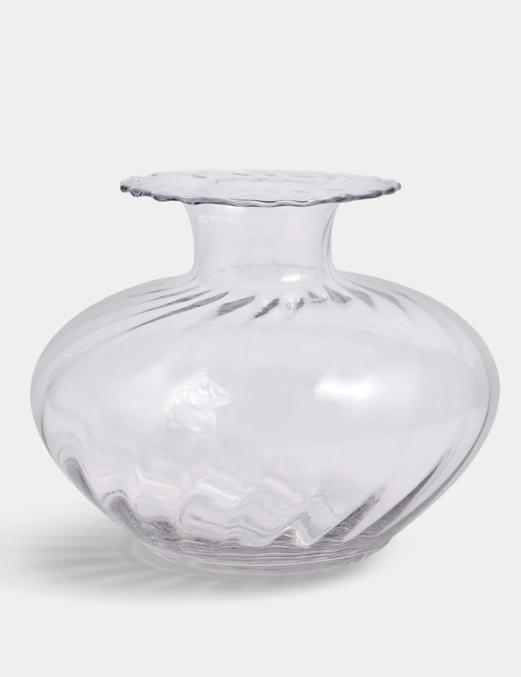 M&S Medium Textured Scallop Glass Vase Clear