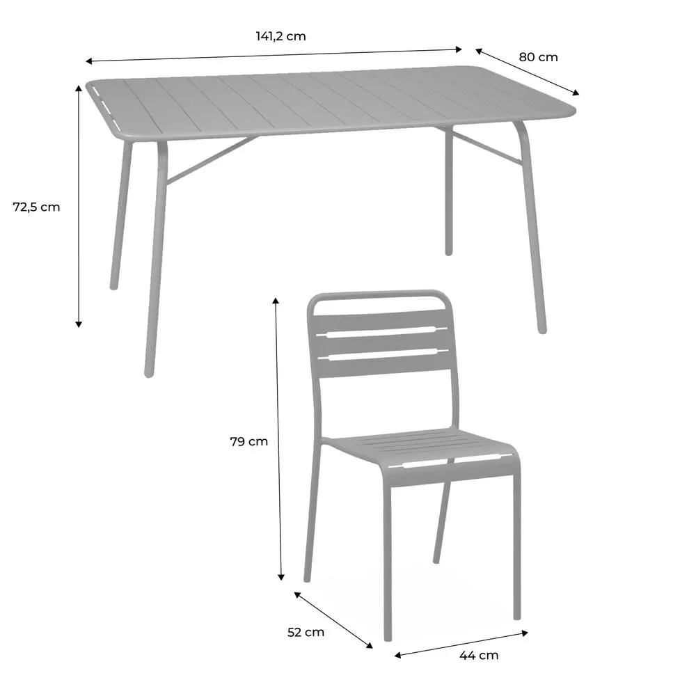 sweeek 6-seater Folding Metal Garden Table With 6 Chairs in Beige 6